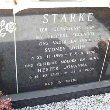 STARKE Sydney John 1895-1986 &amp; Hester Johanna 1923-2003