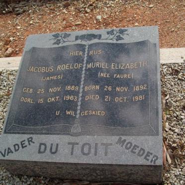 TOIT Jacobus Roelof, du 1889-1963 &amp; Muriel Elizabeth FAURE 1892-1981