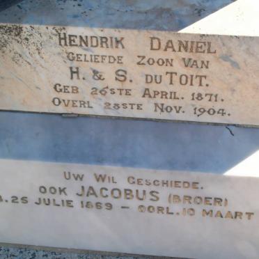 TOIT Hendrik Daniel, du 1871-1904 :: DU TOIT Jacobus 1869-1912
