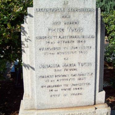 TOENS Pieter 1840-1935 &amp; Johanna Maria FEYFER 1855-1940
