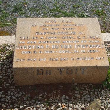 TOIT Barthlomeus H., du 1898-1953 &amp; Christina P. PIETERSE 1901-1964