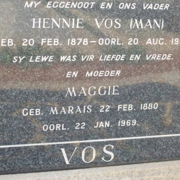 VOS Hennie 1878-1955 &amp; Maggie MARAIS 1880-1969