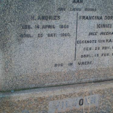 VILJOEN  H. Andries 1869-1960 &amp; Francina Dorothea MECHAU 1870-1942