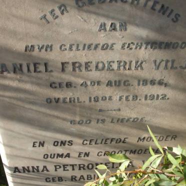 VILJOEN Daniel Frederik 1866-1912 &amp; Anna Petronella RABIE 1878-1972