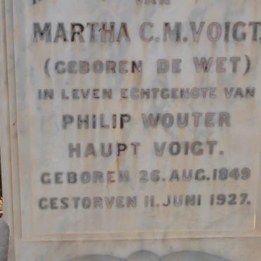 VOIGT Philip Wouter Haupt 1848-1938 &amp; Martha C.M. DE WET 1849-1927