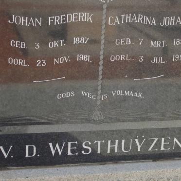 WESTHUYZEN Johan Frederik, v.d. 1887-1961 &amp; Catharina Johanna 1893-1993