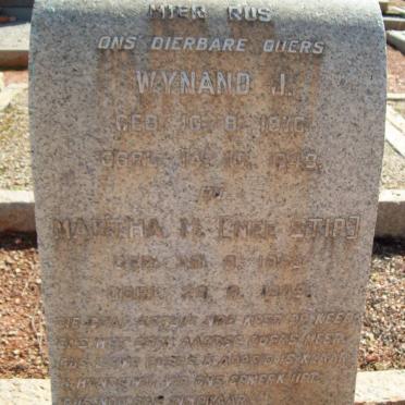 ZYL Wynand J., van 1867-1949 &amp; Martha M. STIP 1869-1949