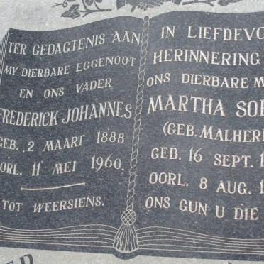 ? Frederick Johannes 1888-1960 &amp; Martha Sophia MALHERBE 1885-1963
