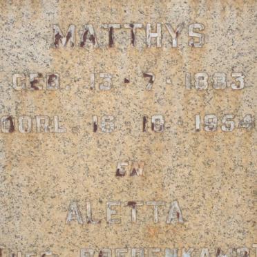 ? Matthys 1883-1954 &amp; Aletta BREDENKAMP 1883-1957