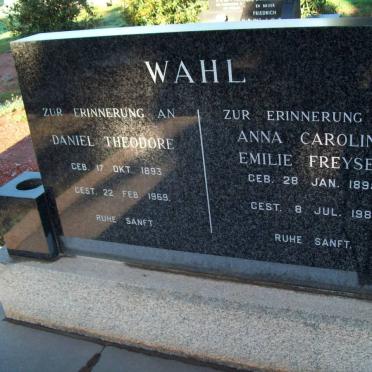 WAHL Daniel Theodore 1893-1969 &amp; Anna Caroline Emilie FREYSEN 1895-1981
