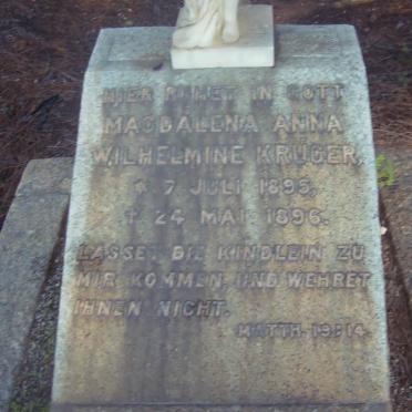 KRUGER Magdalena Anna Wilhelmine 1895-1896