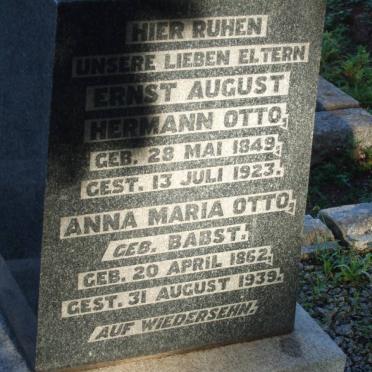 OTTO Ernst August Hermann 1849-1923 &amp; Anna Maria BABST 1862-1939