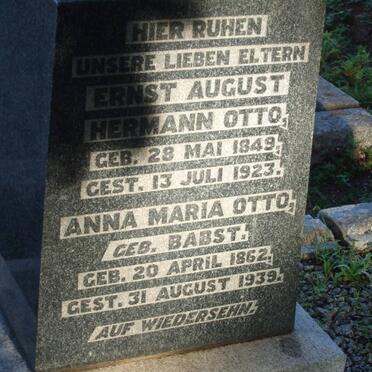 OTTO Ernst August Hermann 1849-1923 &amp; Anna Maria BABST 1862-1939
