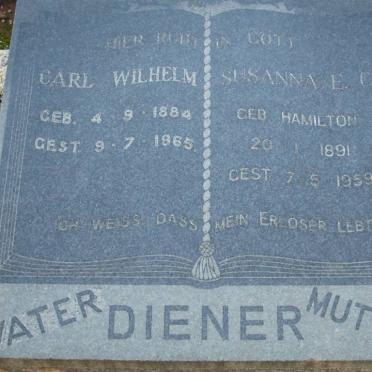 DIENER Carl Wilhelm 1884-1965 &amp; Susanna E.C. HAMILTON 1897-1959