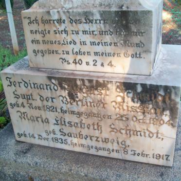 SCHMIDT Ferdinand August 1821-1904 &amp; Maria Elisabeth SAUBERZWEIG 1835-1917