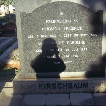 KIRSCHBAUM Hermann Friedrich 1883-1965 &amp; Hermine Caroline EICHSTADT 1889-1975