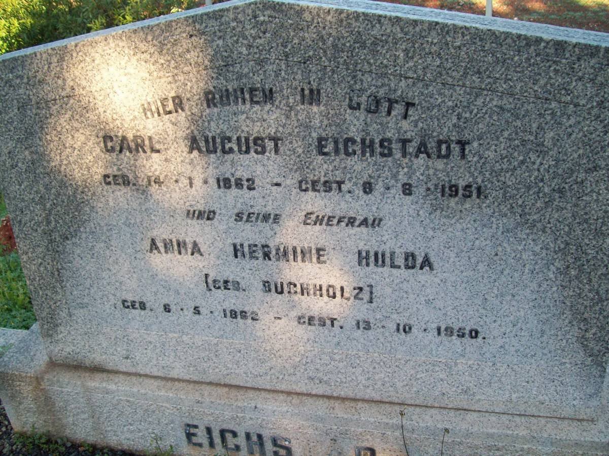 EICHSTADT Carl August 1862-1951 &amp; Anna Hernmine Hulda BUCHHOLZ 1862-1950