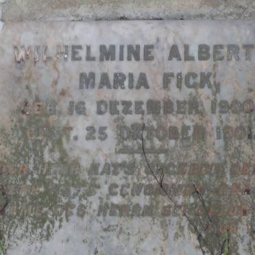 FICK Wilhelmine Albertine Maria 1900-1901