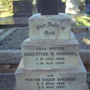 SPRENGEL Eugen 1865-1943 &amp; Ernestine W. 1856-1930