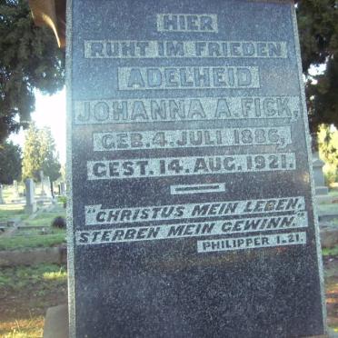 FICK Adelheid Johanna A. 1886-1921