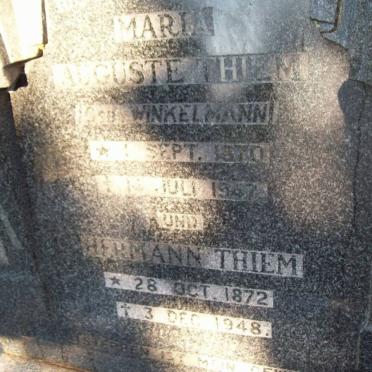 THIEM Hermann 1872-1948 &amp; Maria Auguste WINKELMAN 1870-1947