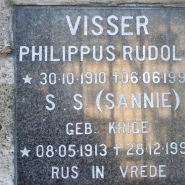 VISSER Philippus Rudolf 1910-1999 &amp; S.S. KRIGE 1913-1995