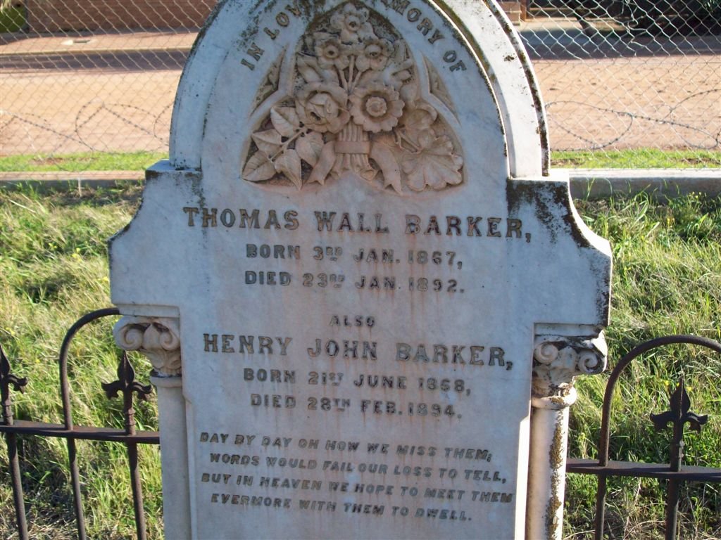 BARKER Thomas Wall 1867-1892 :: BARKER Henry John 1858-1894