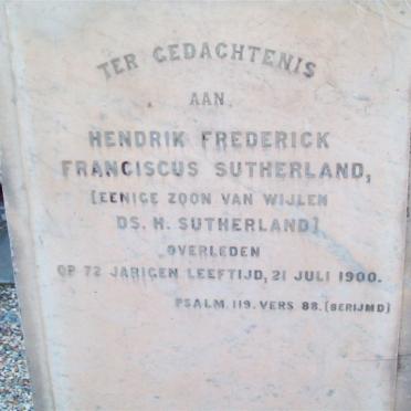 SUTHERLAND Hendrik Frederick Franciscus -1900