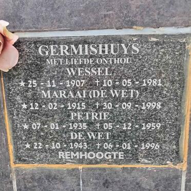GERMISHUYS Wessel 1907-1981 &amp; Maraai DE WET 1915-1998