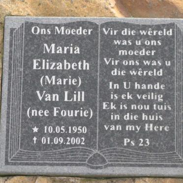 LILL Maria Elizabeth, van nee FOURIE 1950-2002