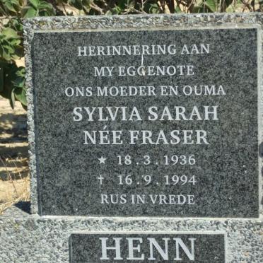 HENN Sylvia Sarah nee FRASER 1936-1994