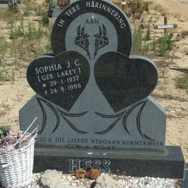 HESS Sophia J.C. nee LAKEY 1937-1986