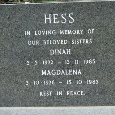 HESS Dinah 1922-1985 :: HESS Magdalena 1926-1985