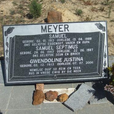 MEYER Samuel 1913-1988 &amp; Gwendoline Justina 1913-2006 :: MEYER Samuel Septimus 1943-1987