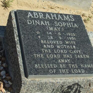 ABRAHAMS Dinah Sophia nee MAY 1925-1991