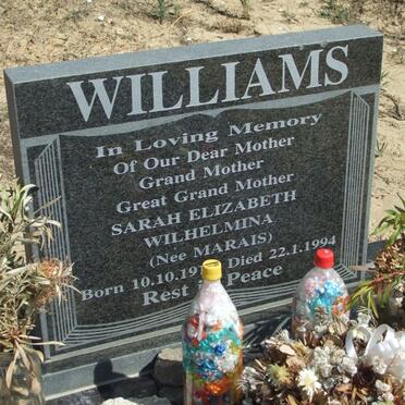 WILLIAMS Sarah Elizabeth Wilhelmina nee MARAIS 19??-1994