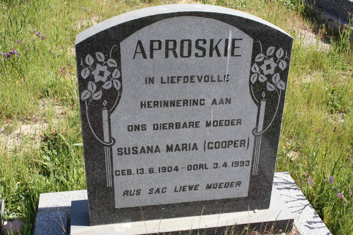 APROSKIE Susana Maria nee COOPER 1904-1993