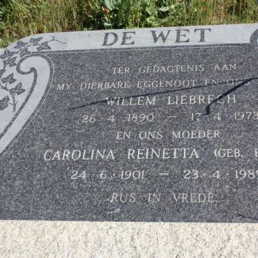 WET Willem Liebrech, de 1890-1973 &amp; Carolina Reinetta ERWEE 1901-1989 