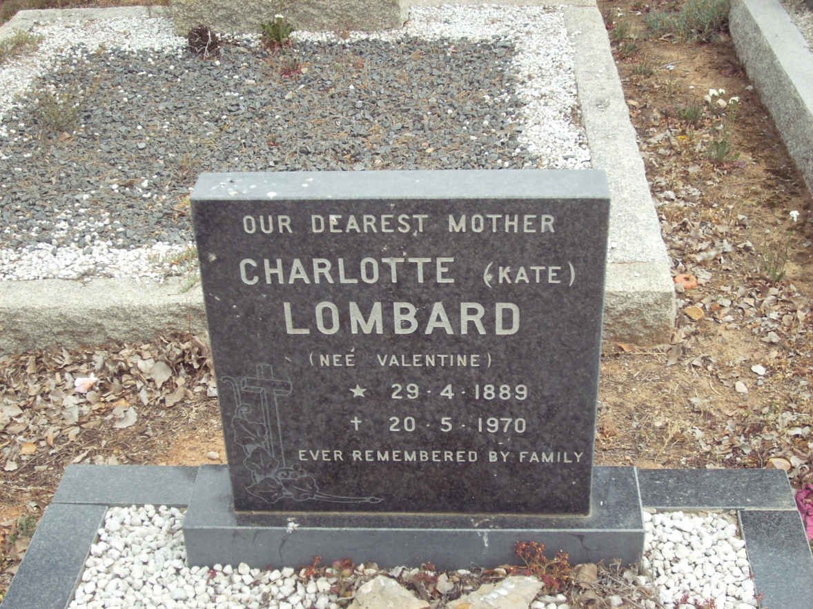 LOMBARD Charlotte nee VALENTINE 1889-1970