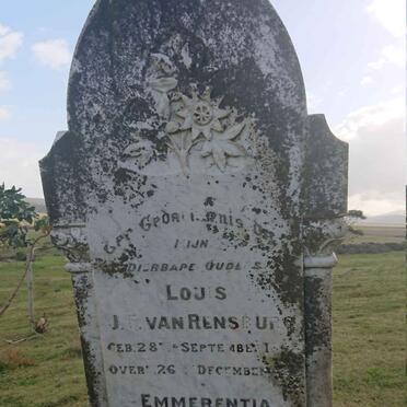 RENSBURG Louis J.F., van 1848-1922 &amp; Emmerentia M. KLUE 1850-1909