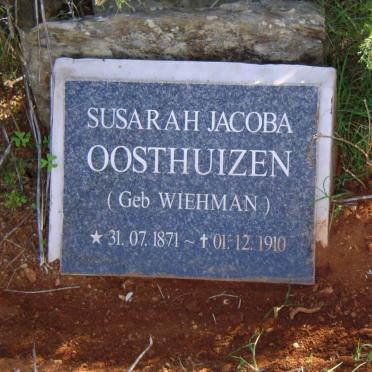 OOSTHUIZEN Susarah Jacoba nee WIEHMAN 1871-1910