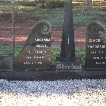 ODENDAAL Simon Frederik 1888-1981 &amp; Josina Elizabeth 1894-1991