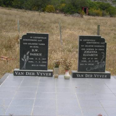 VYVER D.W., van der 1917-2008 &amp; Johanna Elizabeth 1919-1992