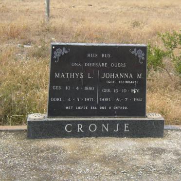 CRONJE Matthys L. 1880-1971 &amp; Johanna M. KLEINHANS 1876-1941