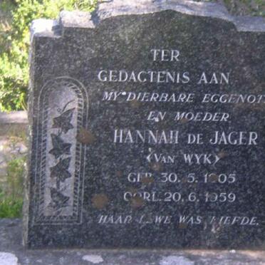 JAGER Hannah, de neé VAN WYK 1905-1959