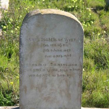 VYVER Anna Isabella, v.d. nee VAN WYK 1892-1965