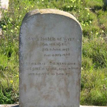VYVER Anna Isabella, v.d. nee VAN WYK 1892-1965