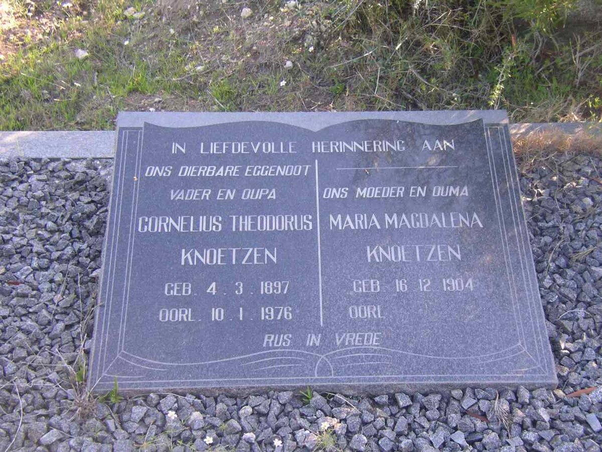 KNOETZEN Cornelius Theodorus 1897-1976 &amp; Maria Magdalena 1904-