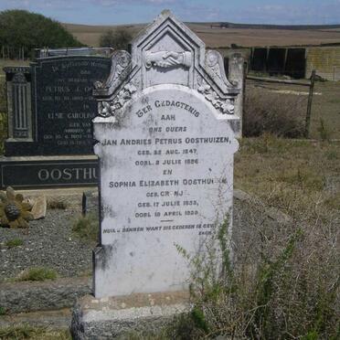 OOSTHUIZEN Jan Andries Petrus 1847-1896 &amp; Sophia Elizabeth CRONJE 1853-1929