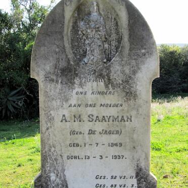 SAAYMAN A.M. nee DE JAGER 1849-1937